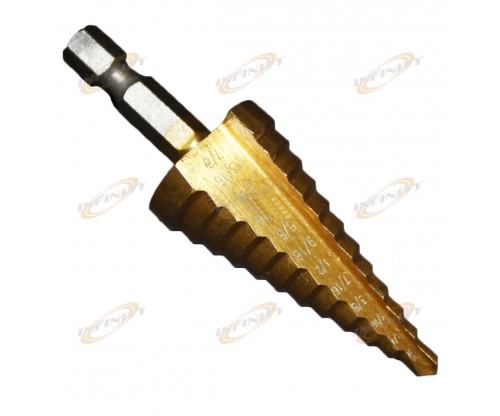 12 Steps 3/16" To 7/8" Titanium Nitride Coated Step Drill Bit 1/4" Shank